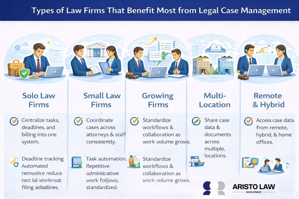Types of law firms that benefits most from legal case management