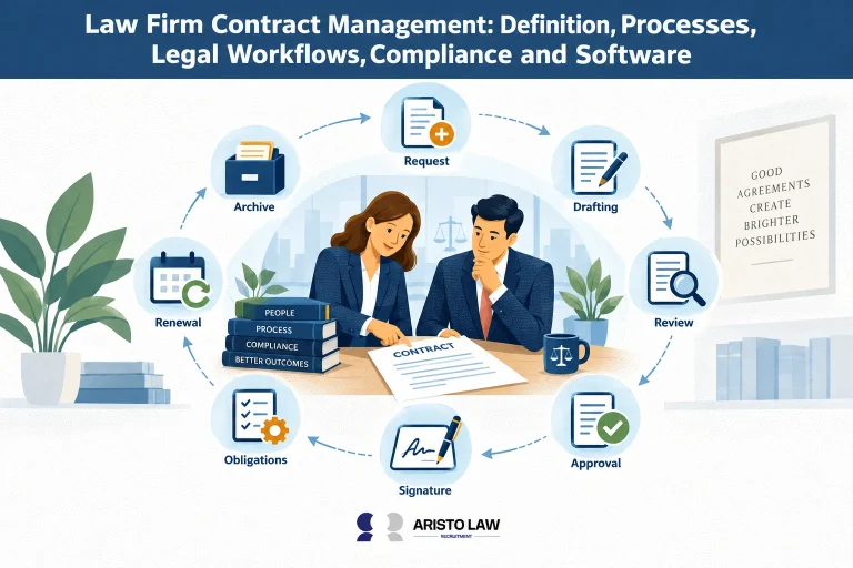 Contract manager overseeing legal agreements, obligations, and contract records. Law firms outsource contract-management work to support review, tracking, and compliance tasks.