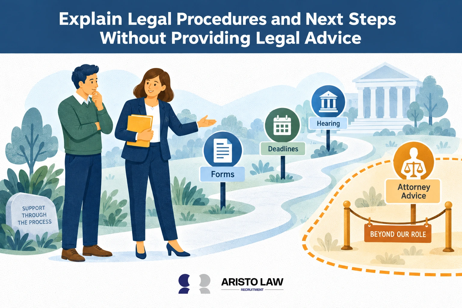 Explain legal procedures and next steps without providing legal advice