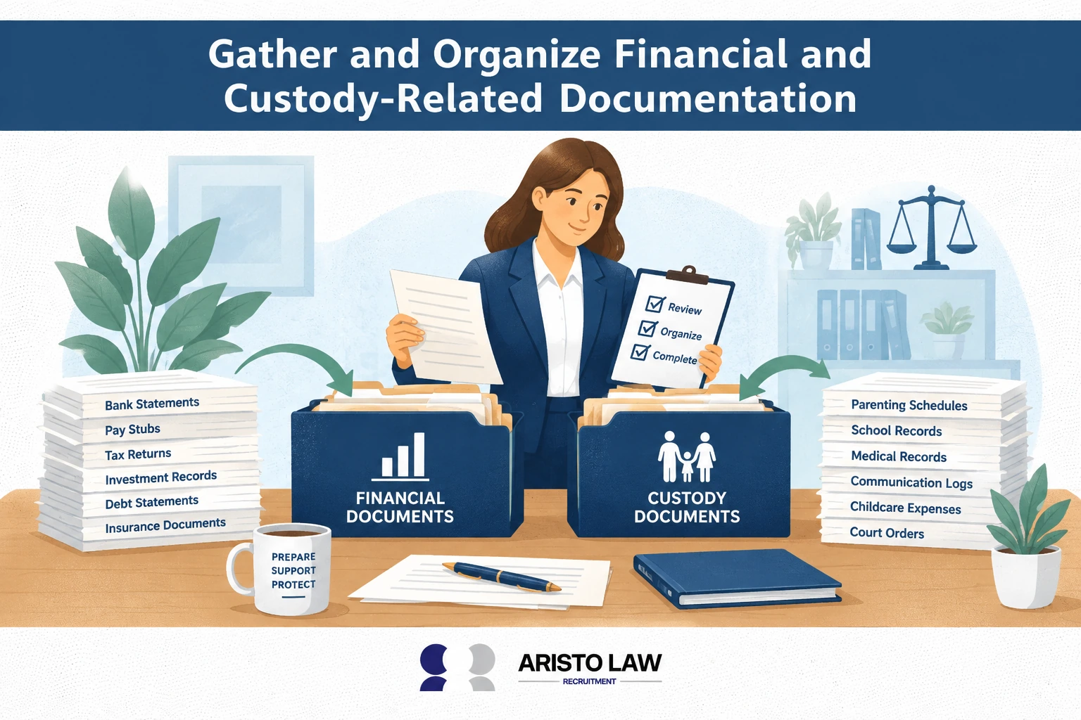 Gather and organize financial and custody-related documentation