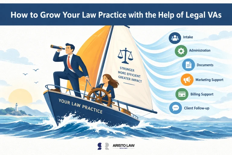 Legal virtual assistants supporting law practice growth. Lawyers outsource non-billable work to create more capacity for legal services and client relationships.