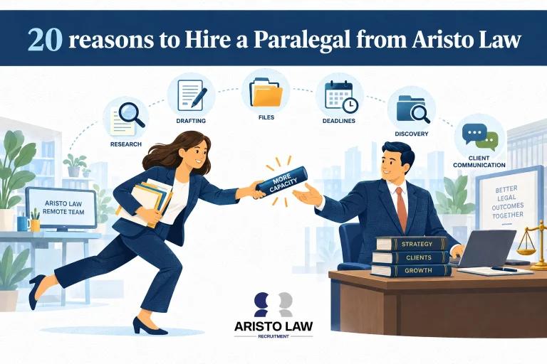 Aristo Law paralegal providing outsourced legal support for law firms. Lawyers hire trained remote paralegals through Aristo Law for case and document tasks.