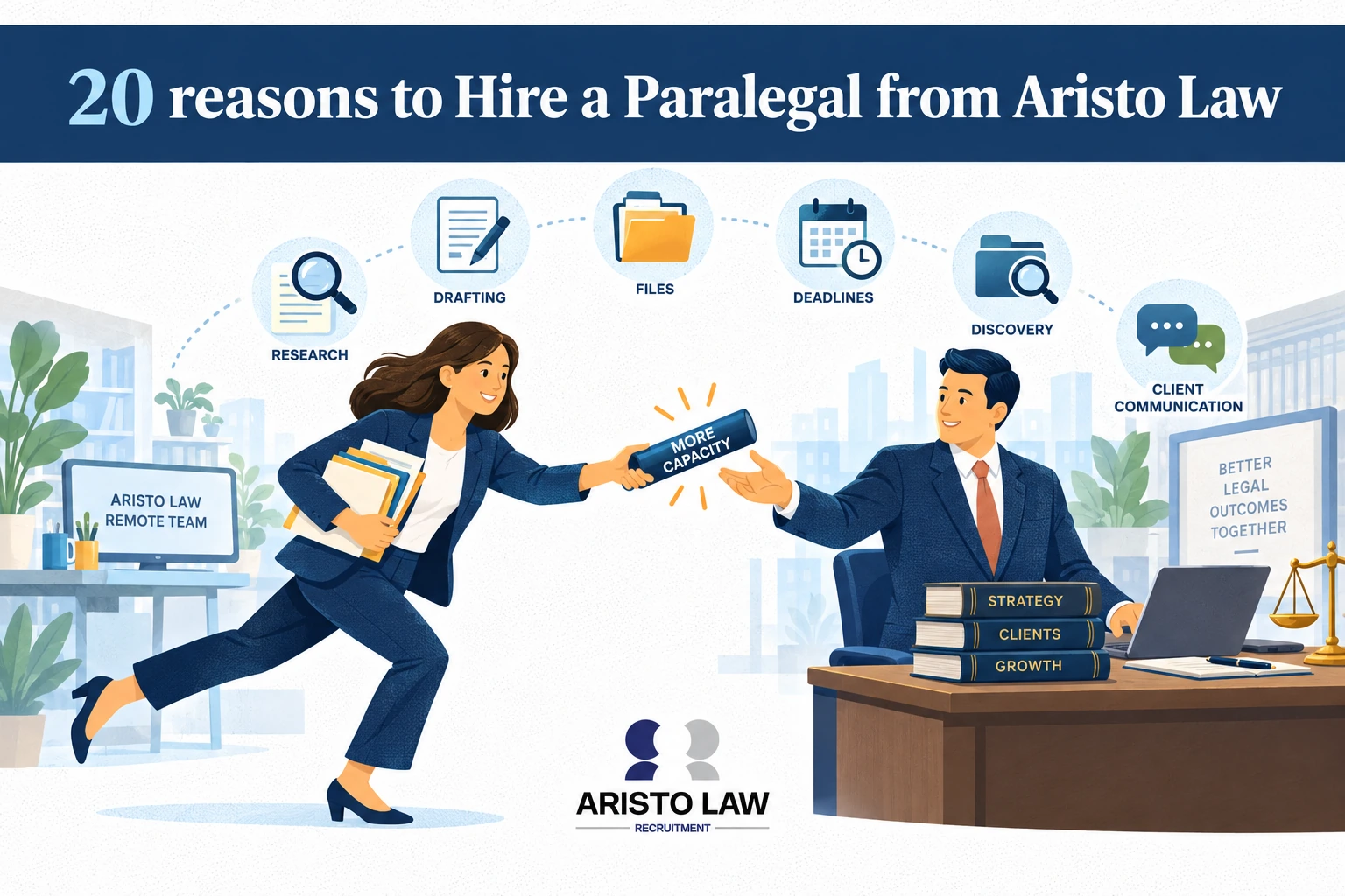 Aristo Law paralegal providing outsourced legal support for law firms. Lawyers hire trained remote paralegals through Aristo Law for case and document tasks.