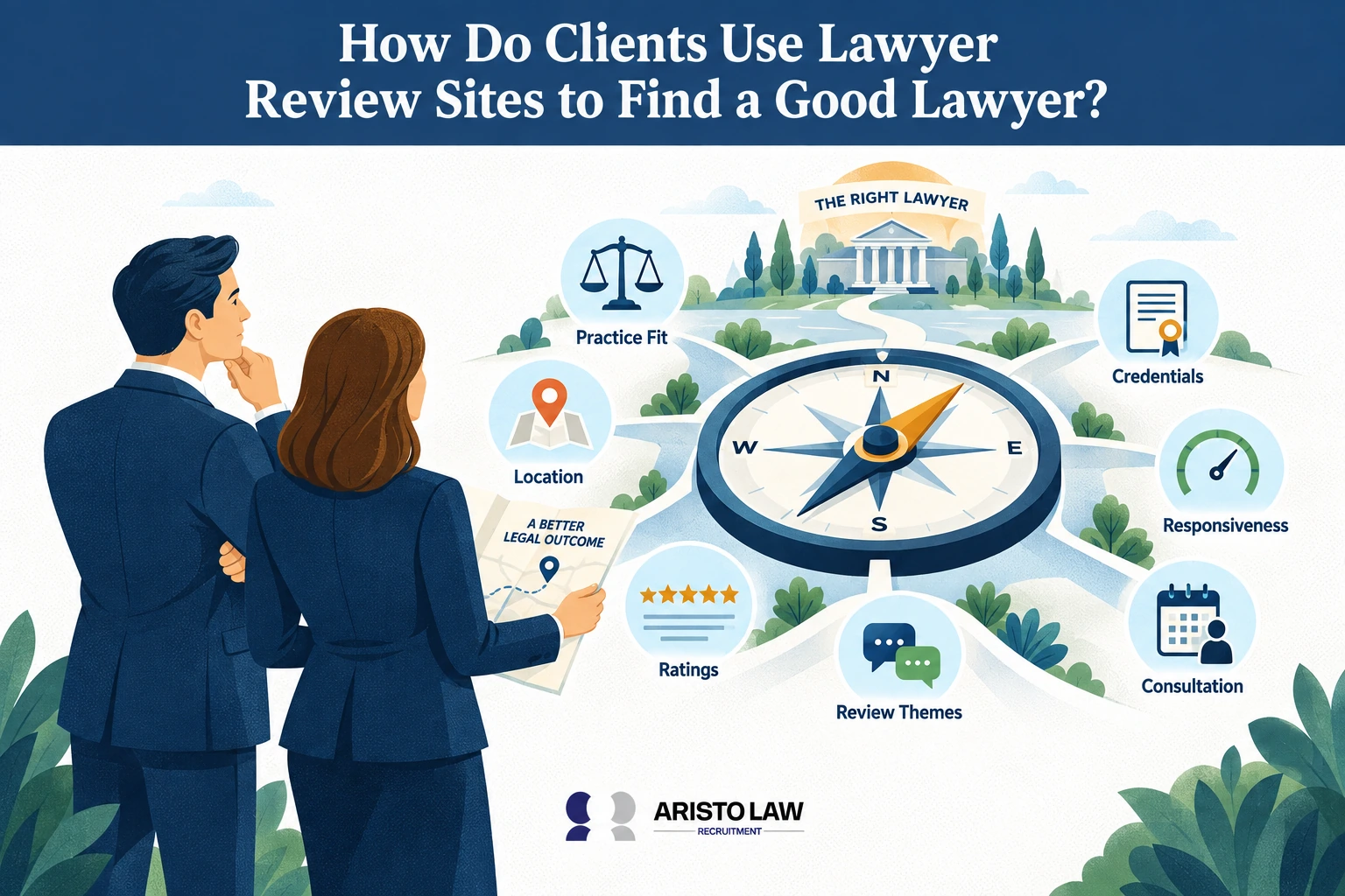 How do clients use lawyer review sites to find a good lawyer?