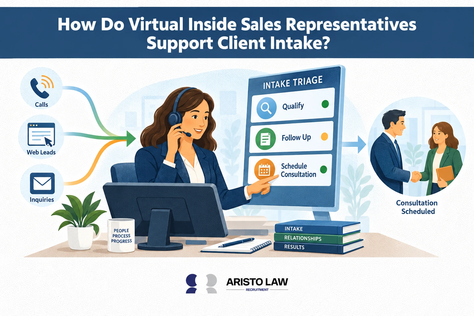 How do virtual inside sales representatives support client intake?