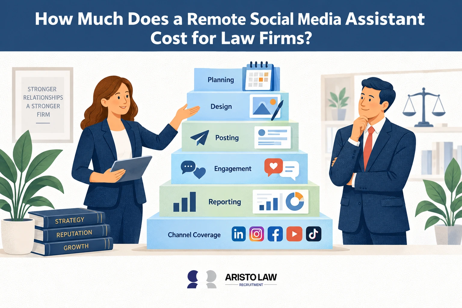 How much does a remote social media assistant cost for law firms?