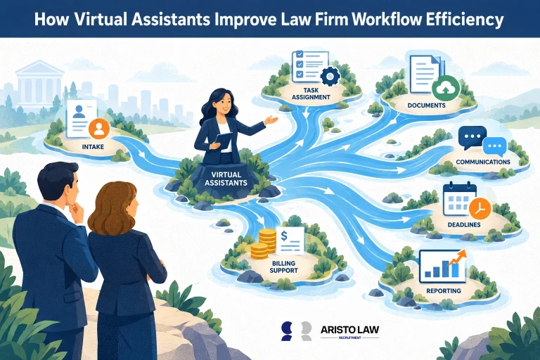 Virtual assistants supporting efficient law firm workflows. Lawyers outsource task coordination, documentation, and administration to improve operational output.