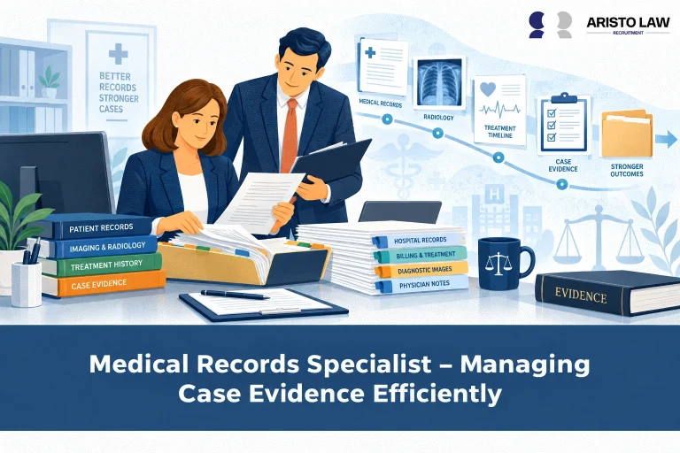 Medical records specialist organising medical evidence and case documentation. Personal injury law firms outsource medical-record work to obtain, review, and prepare evidence for claims.