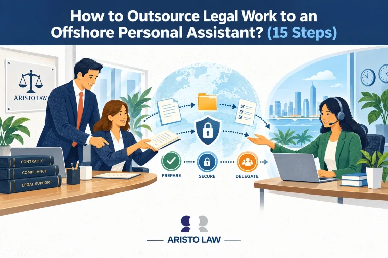 Offshore personal assistant supporting legal and administrative tasks. Lawyers outsource routine work to remote assistants for flexible law firm staffing.