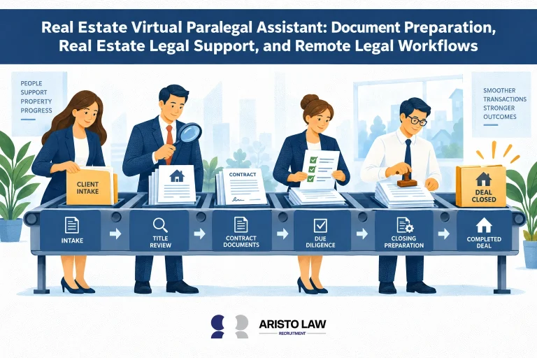 Real estate virtual paralegal preparing property transaction documents. Real estate lawyers outsource document preparation to support closings and transaction timelines.