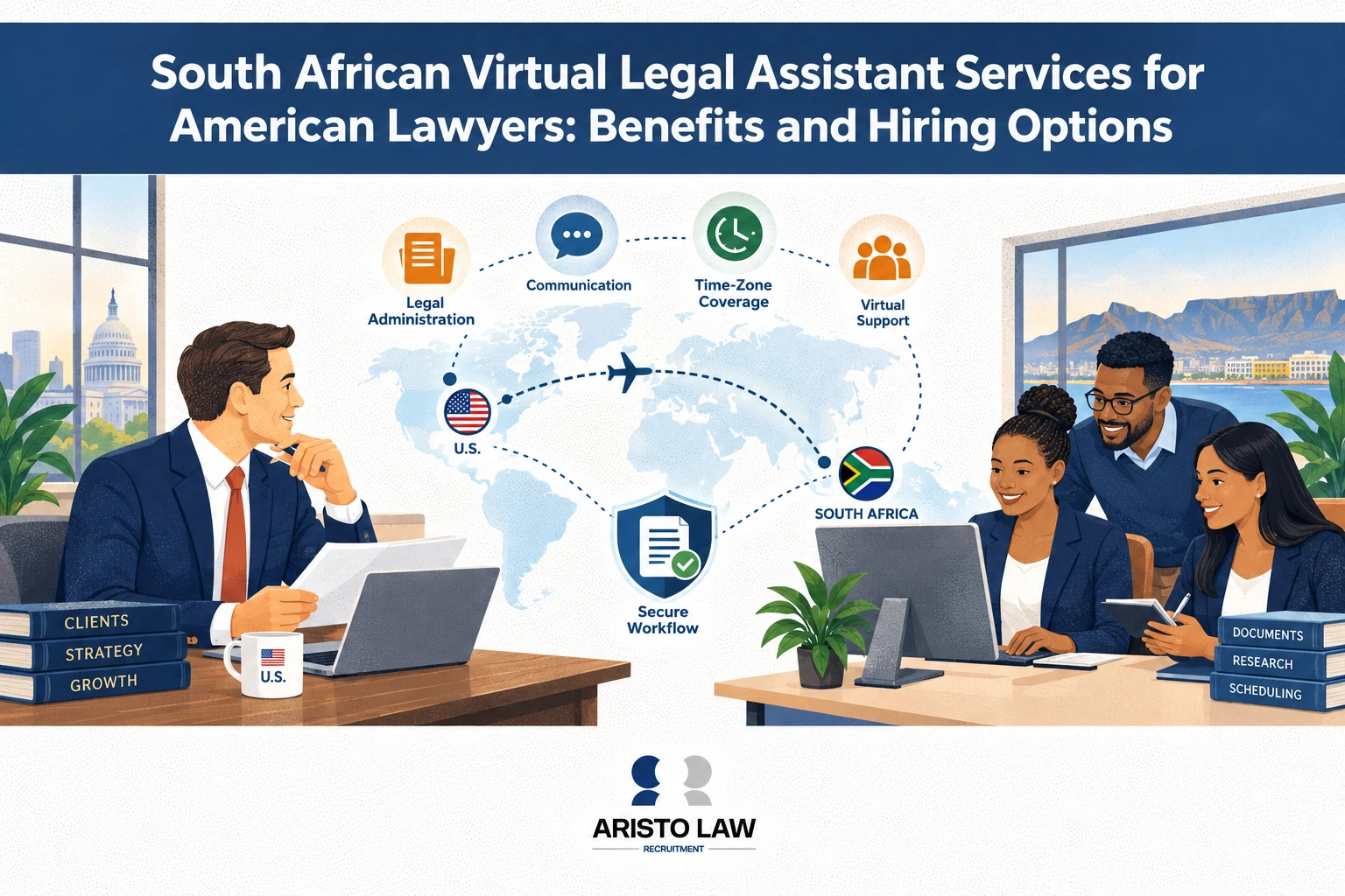South African virtual legal assistant providing remote law firm support. Lawyers outsource legal administration to South African VAs for flexible staffing assistance.