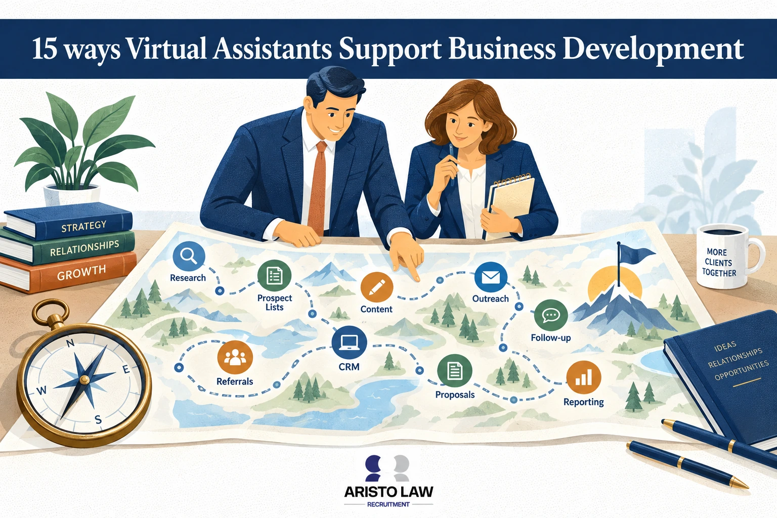 Virtual assistant supporting law firm business development. Lawyers outsource prospecting, follow-up, and marketing administration to expand client opportunities.