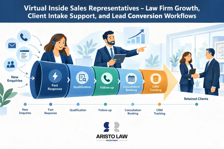 Virtual inside sales representative handling law firm lead follow-up and sales support. Law firms outsource lead-response work to convert more qualified enquiries.