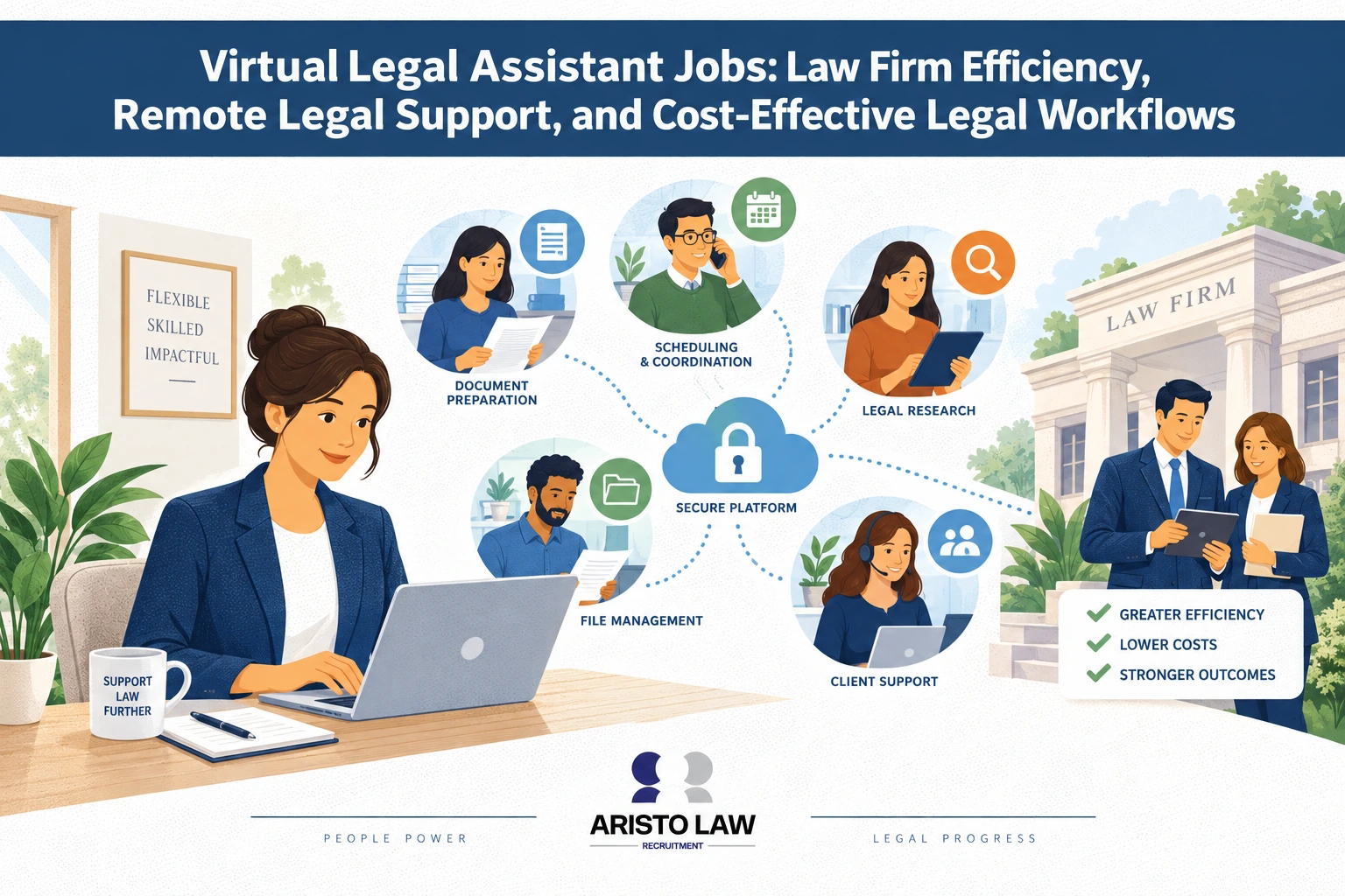 Virtual legal assistant jobs and remote legal support opportunities. Law firms hire virtual legal assistants to outsource administrative and case-support responsibilities.