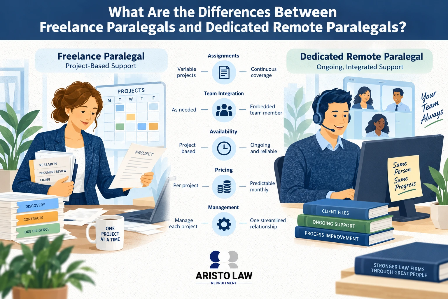 What are the differences between Freelance Paralegals and Dedicated Remote Paralegals?