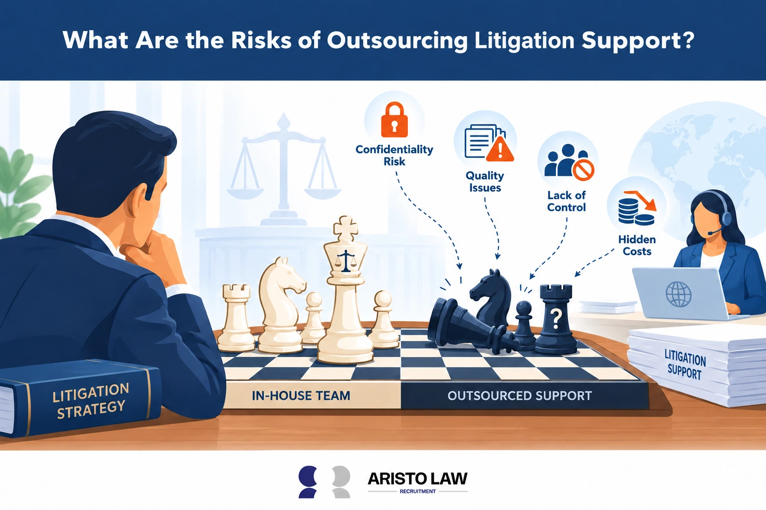 What are the risks of outsourcing litigation support?