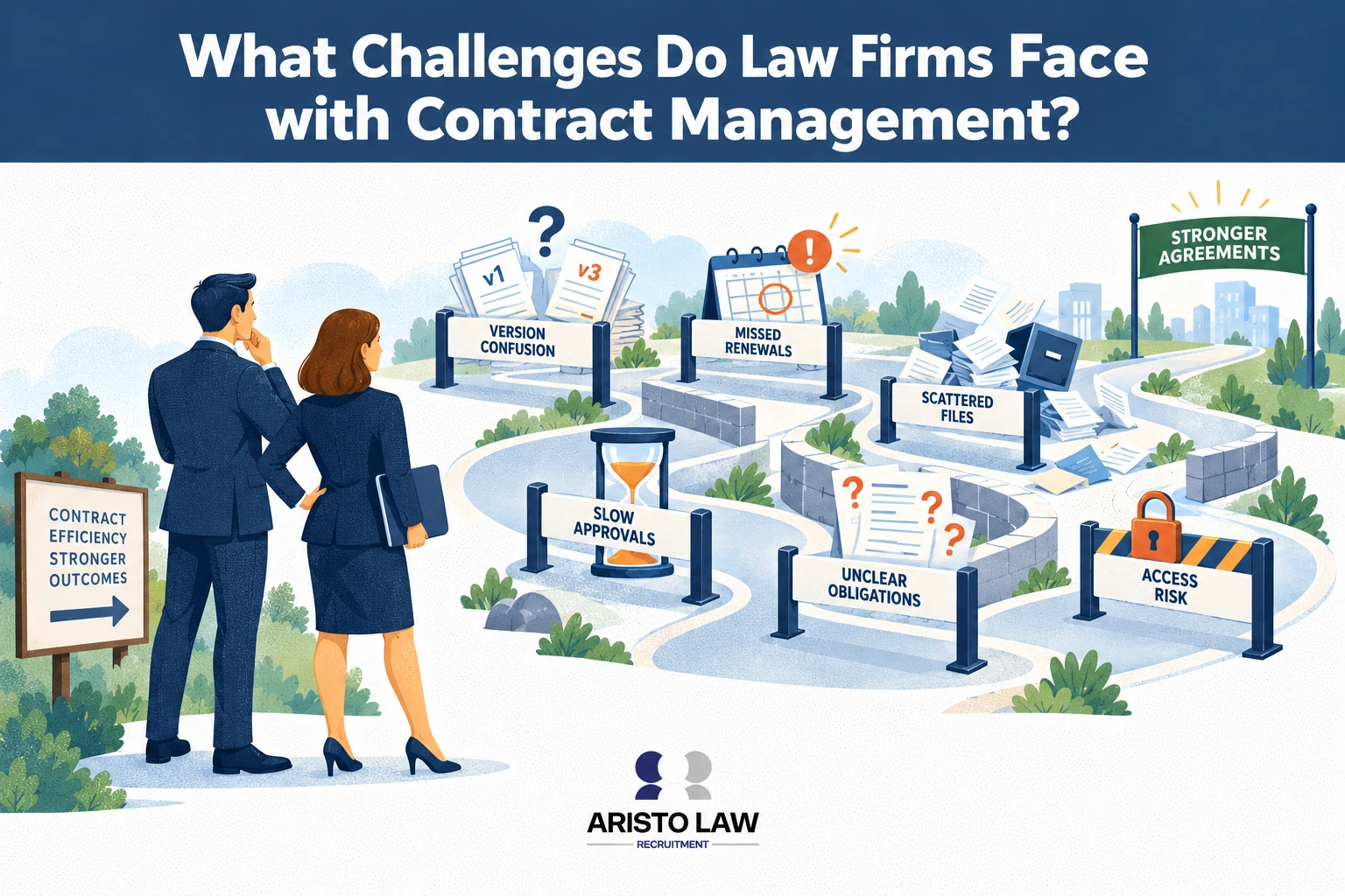 What challenges do law firms face with contract management?