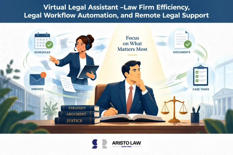Virtual legal assistant supporting efficient law firm operations. Lawyers delegate time-consuming tasks to virtual assistants and focus on legal representation.